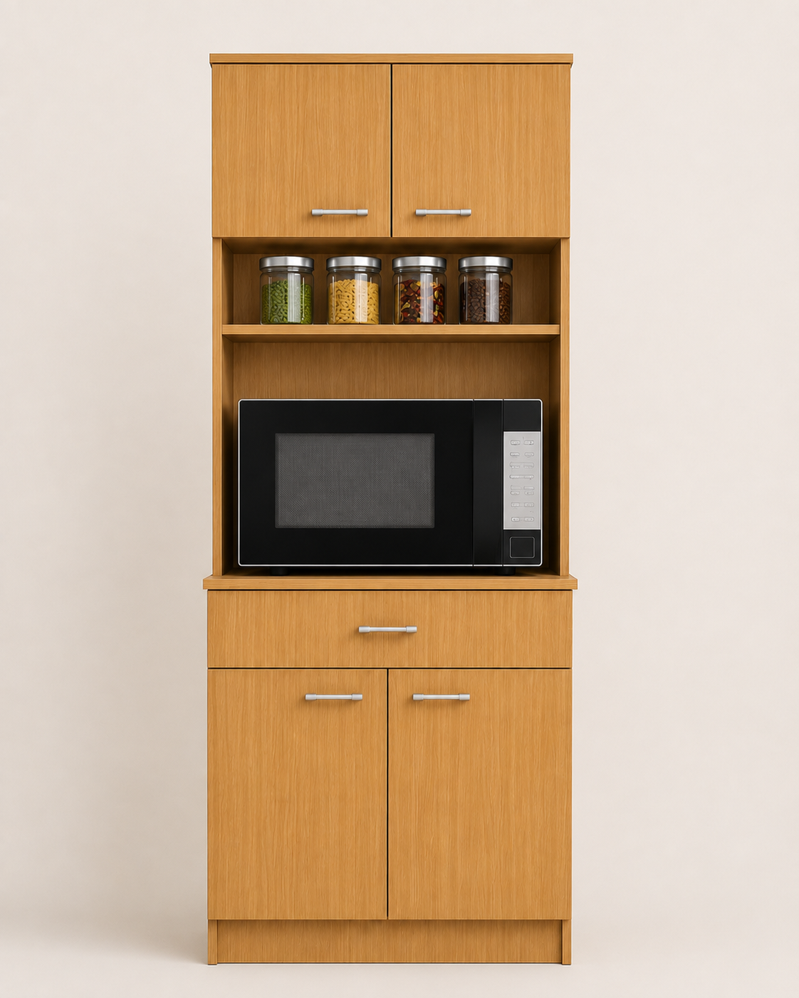 Picture of Timber Furniture 2 Door Kitchen Cabinet with 3 Drawers, Melamine Board 24 L × 12 D × 70 H Inches