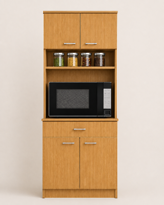 Picture of Timber Furniture 2 Door Kitchen Cabinet with 3 Drawers, Melamine Board 24 L × 12 D × 70 H Inches