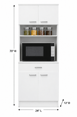 Picture of Timber Furniture 2 Door Kitchen Cabinet with 3 Drawers, Melamine Board 24 L × 12 D × 70 H Inches