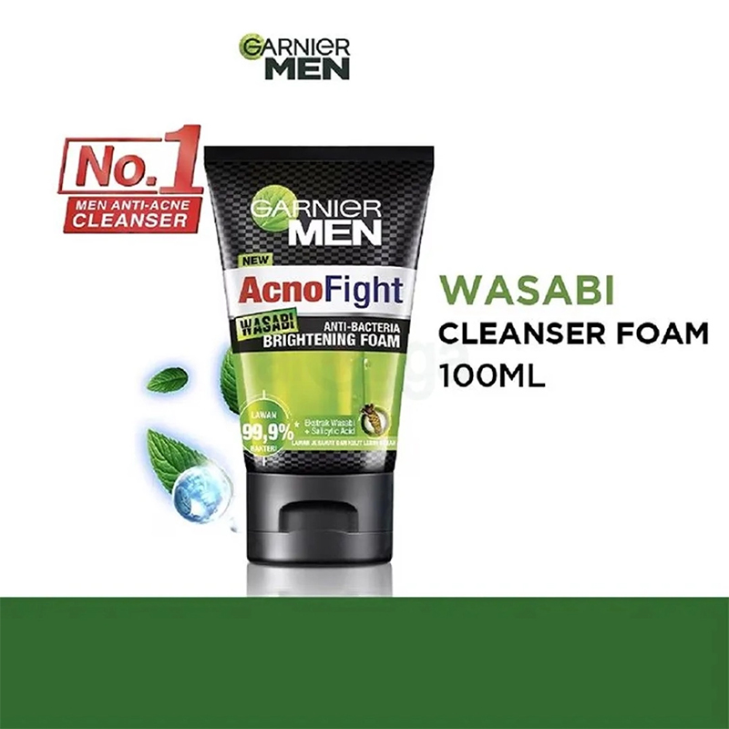Picture of Garnier Men Acne Fight Anti Bacteria Brightening Foam with Extra Wasabi & Salicylic Acid 100ml