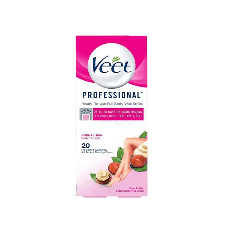 Picture of Veet Professional 20pcs Wax Strips with Shea Butter & Acal Berry Scent for Normal Skin