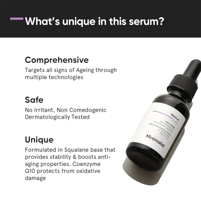 Picture of Minimalist Anti-Aging Night Serum with 0.3% Retinol & Q10|Fine Lines & Wrinkles Reduction Serum for Beginners 30ml