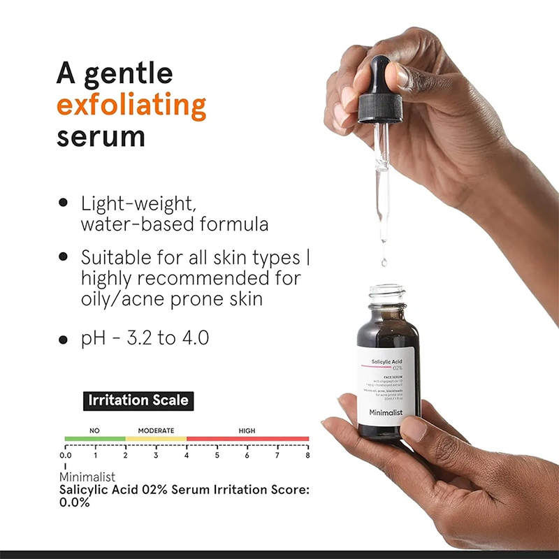 Picture of Minimalist 2% Salicylic Acid Serum For Acne, Blackhead & Open Pores | Reduces Excess Oil & Bumpy Texture BHA Liquid Exfoliant for Acne Prone & Oily Skin | For Women & Men 30ml