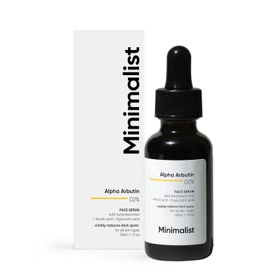 Picture of Minimalist 2% Alpha Arbutin Serum for Removing Pigmentation, Acne Marks, Dark Spots, Tanning & Blemishes | For Brighter & Even Tone | For Women & Men 30ml