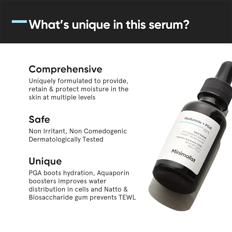 Picture of Minimalist 2% Hyaluronic Acid Serum for Face for Intense Hydration, Glow & Lesser Fine Lines Helps with Skin Dryness & Elasticity For Women & Men For all Skin Types 1 Fl Oz / 30 ml