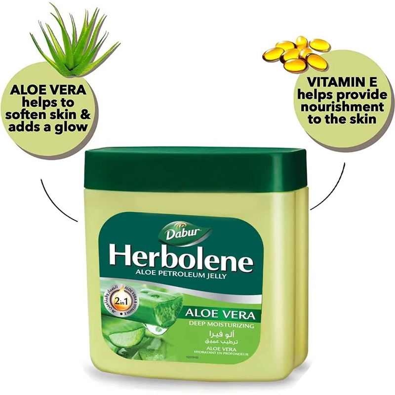 Picture of Dabur Herbolene Deep Moisturizing Aloe Petroleum Jelly with Aloe Vera 425ml