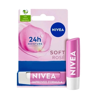 Picture of Nivea 24h+ Moisture Soft Rose Lip Balm (Made in Germany)