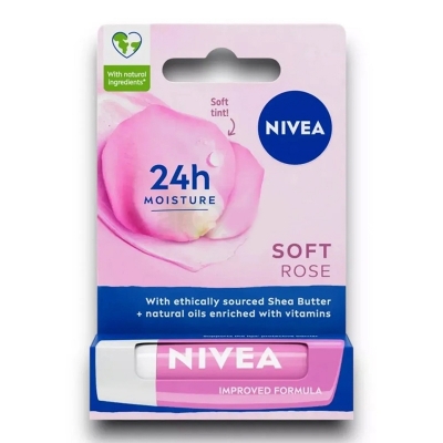 Picture of Nivea 24h+ Moisture Soft Rose Lip Balm (Made in Germany)