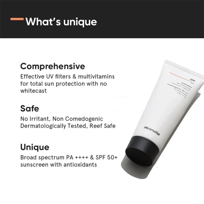 Picture of Minimalist SPF 50 Sunscreen with Niacinamide + Vitamin B5 + Vitamin F for All Skin Types 50gm