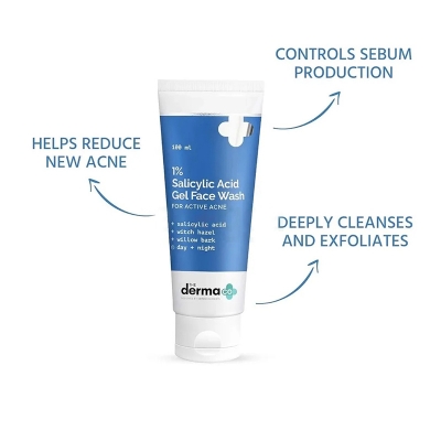 Picture of The Derma Co 1% Salicylic Acid Gel Daily Face Wash With Salicylic Acid, Witch Hazel & Willow Black for Active Acne
