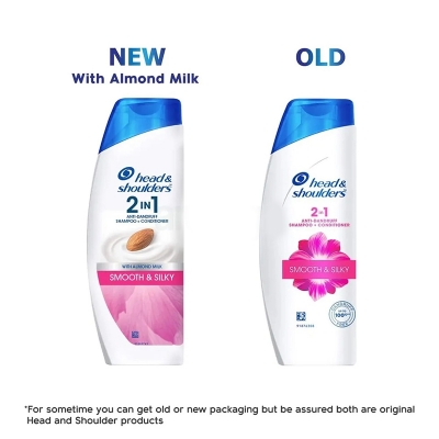 Picture of Head and Shoulders Anti Dandruff 2 in 1 Smooth and Silky Shampoo + Conditioner with Almond Milk 180ml
