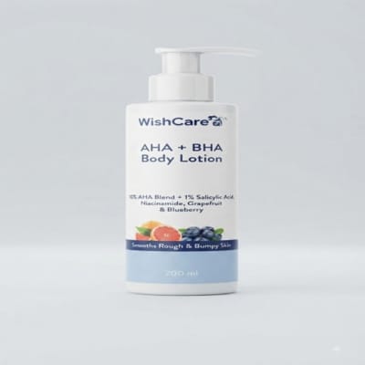 Picture of WishCare AHA + BHA Body Lotion with 10% AHA & 1% Salicylic Acid, 200ml
