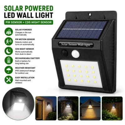 Picture of Solar Powered LED Wall Light with PIR Motion & Light Sensor
