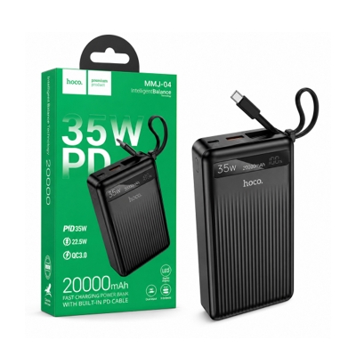 Picture of Hoco MMJ-04 20000mAh 35W PD Fast Charging Power Bank with Built-in Cable
