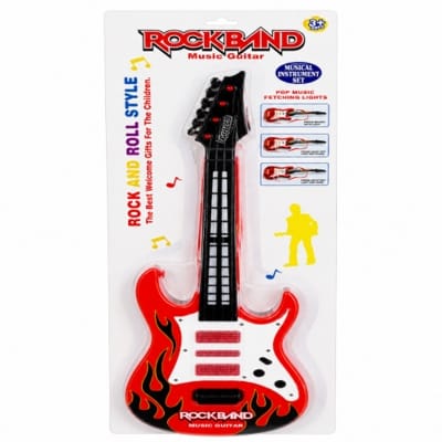 Picture of Kids Rock Band Electric Toy Guitar with Lights and Sound (Red Flame Design)
