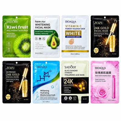Picture of 8Pcs Korean & Imported Facial Sheet Mask Combo | Hydrating, Brightening & Moisturizing - Multicolor