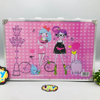 Picture of Cute Girls Print Storage Trunk Box – Kids Carrying Case - Pink