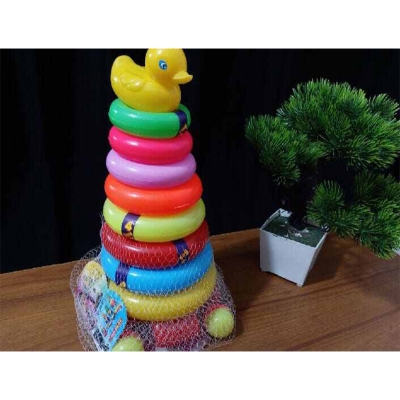 Picture of Rainbow Color Pyramid Ring Puzzle Toy – Early Learning Baby Toy
