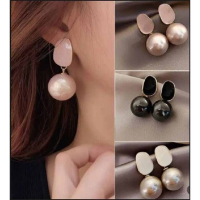 Picture of Korean Elegant Pearl Enamel Earrings for Women - 2 MM