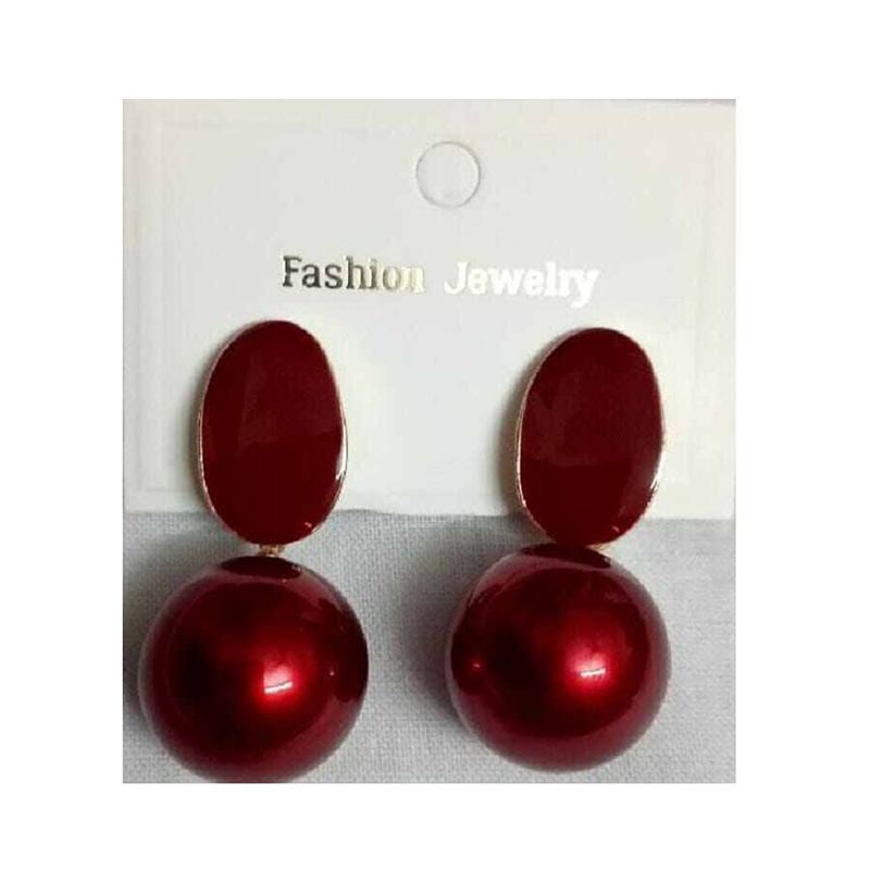 Picture of Korean Elegant Pearl Enamel Earrings for Women - 2 MM