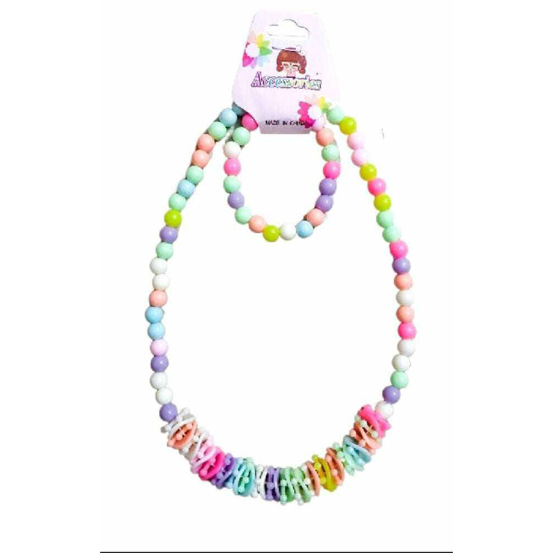 Picture of Candy Color Beads Flower Bow Necklace & Bracelet – 1 Pc