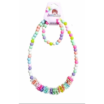 Picture of Candy Color Beads Flower Bow Necklace & Bracelet – 1 Pc