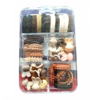 Picture of Colorful Rubber Bands & Katra Clips Hair Accessories Box