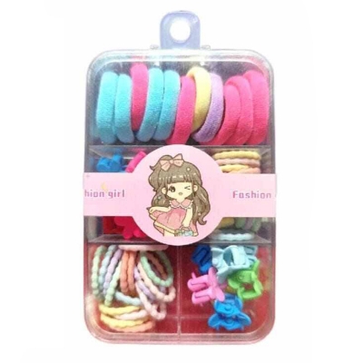 Picture of Colorful Rubber Bands & Katra Clips Hair Accessories Box