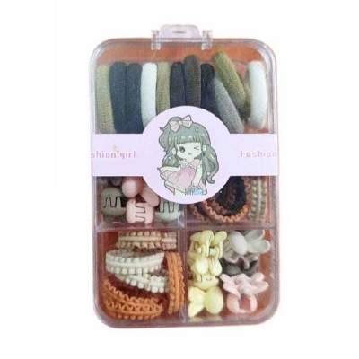 Picture of Colorful Rubber Bands & Katra Clips Hair Accessories Box
