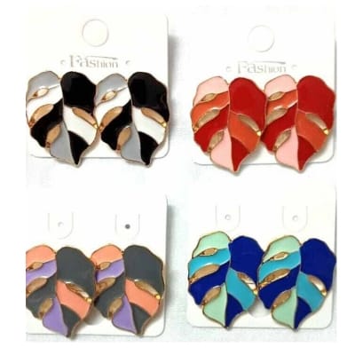 Picture of Silver Needle Korean Leaf Drop Earrings – 1 Pair