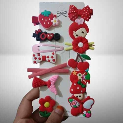 Picture of 14 Pcs Cute Flower & Fruit Hair Clip Set for Baby Girls