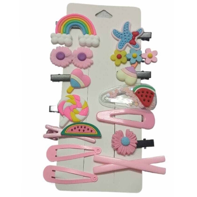 Picture of 14 Pcs Cute Flower & Fruit Hair Clip Set for Baby Girls