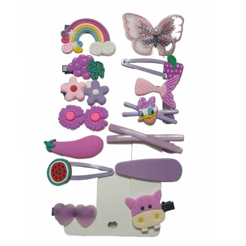 Picture of 14 Pcs Cute Flower & Fruit Hair Clip Set for Baby Girls