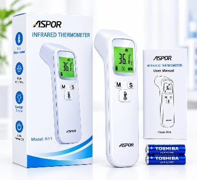 Picture of ASPOR R11 Infrared Digital Thermometer – Fast & Accurate Non-Contact Temperature Measurement with Backlit LCD Display, Memory Function & Auto Power-Off