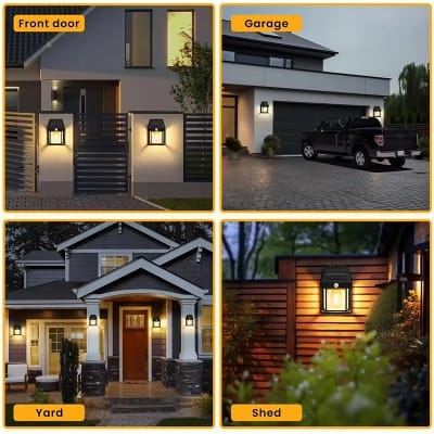 Picture of High Quality Solar Outdoor Wall Lamp LED Solar Tungsten Garden Light for Outdoor Yard Patio Garden - Black