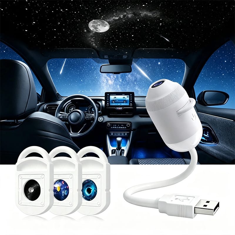 Picture of 2-in-1 Mini Galaxy Star Projector Night Light with Touch Control LED Plug-In Modern Design Warm White Room Decoration - White