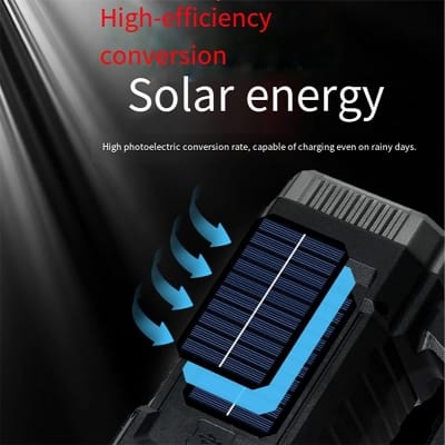 Picture of Solar-powered LED Flashlight & Spotlight High-Brightness IP55 Rated for Garden Road Outdoor Use Emergency Power Outage Lamp - Black