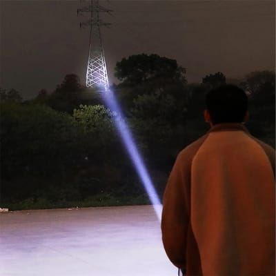 Picture of Solar-powered LED Flashlight & Spotlight High-Brightness IP55 Rated for Garden Road Outdoor Use Emergency Power Outage Lamp - Black