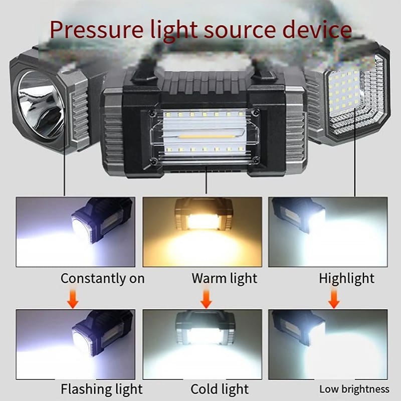 Picture of Solar-powered LED Flashlight & Spotlight High-Brightness IP55 Rated for Garden Road Outdoor Use Emergency Power Outage Lamp - Black