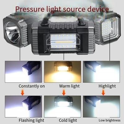 Picture of Solar-powered LED Flashlight & Spotlight High-Brightness IP55 Rated for Garden Road Outdoor Use Emergency Power Outage Lamp - Black