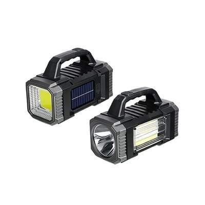 Picture of Solar-powered LED Flashlight & Spotlight High-Brightness IP55 Rated for Garden Road Outdoor Use Emergency Power Outage Lamp - Black