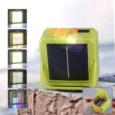 Picture of Solar LED Spotlight Outdoor Bracket Camping Light IP65 Rated Night Market Stall Fill Light Small Yellow Mini Solar Charging - Yellow