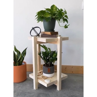 Picture of Plant Pot Holder Flower Pot Holde Bonsai Holder Rack Wood Stand SPPH013-Sand Brown