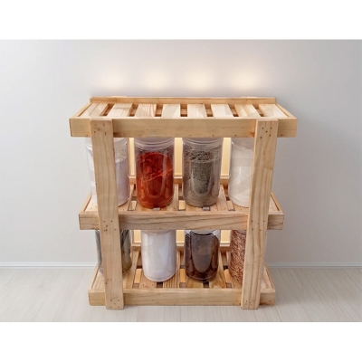 Picture of Kitchen storage  rack multi Functional Kitchen Rack organizer Shelve Jar Rack Storage Shelf Cabinet Stand SPKO31-Sand Brown