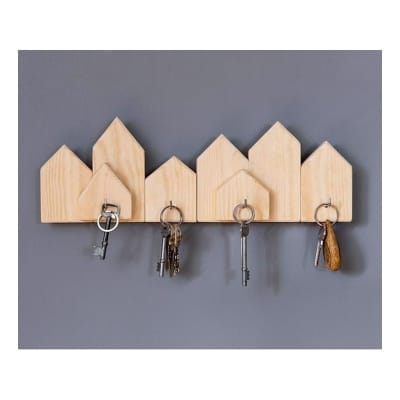 Picture of Wall Mounted Key Holder With Shelf Hanging key holder key storage key hooks wall key holder key rack with shelf-Sand Brown