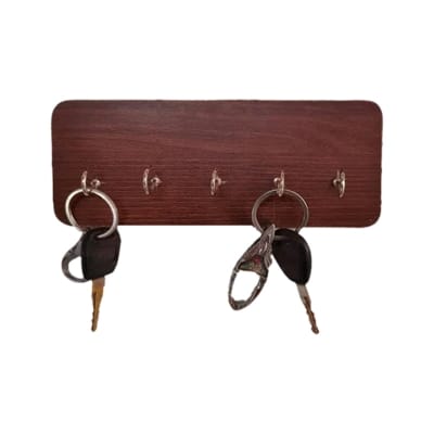 Picture of keyring Wall Mounted Key Holder With Shelf Hanging key holder key storage key hooks wall key holder key rack with shelf-Coffee