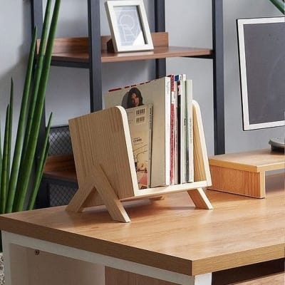 Picture of Tabletop Book Rack Tabletop Book shelf Creative Book shelf-Sand Brown