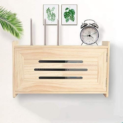 Picture of Router Stand Wall Mounted Router Shelf Router Storage Setup Box R103-Sand Brown