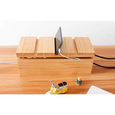 Picture of Phone holder multi Plug Box Board Socket Box Computer Wiring Box Cable Management Box Organize Storage Box