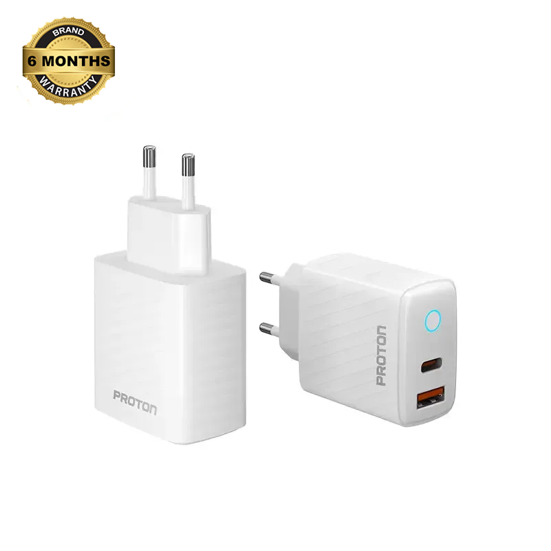 Picture of Proton 20W FAST CHARGER- T20 Ultra, Dual Port ( A +C ) with Special LED Light, Overvoltage & Overcurrent Protection 